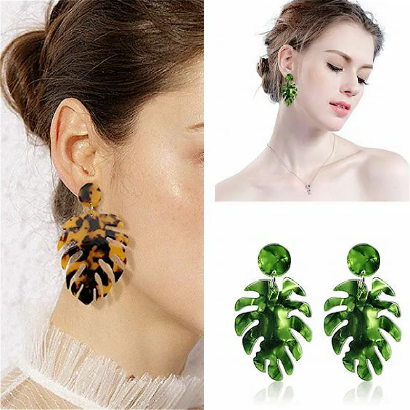 2020 Style Fashion Europe and America Leaves Clip Earrings Multi-color Acetate Sheet Circular Women Jewelry | Украшения и