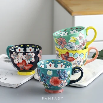 Kitchen tableware Chinese porcelain 450ml water cup Large capacity ceramic hand-painted breakfast milk oatmeal coffee cupLB81408
Kitchen tableware Chinese porcelain 450ml water cup Large capacity ceramic hand-painted breakfast milk oatmeal coffee cupLB81408