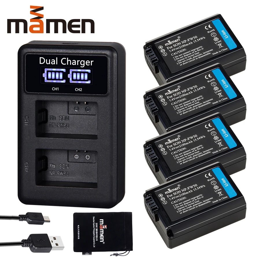 4pcs 2100mAh NP FW50 NP-FW50 NPFW50 Digital Camera Battery + LCD Dual Charger for Sony NEX-3 a7R a6500 a6300 a6000 a5000 a3000
4pcs 2100mAh NP FW50 NP-FW50 NPFW50 Digital Camera Battery + LCD Dual Charger for Sony NEX-3 a7R a6500 a6300 a6000 a5000 a3000