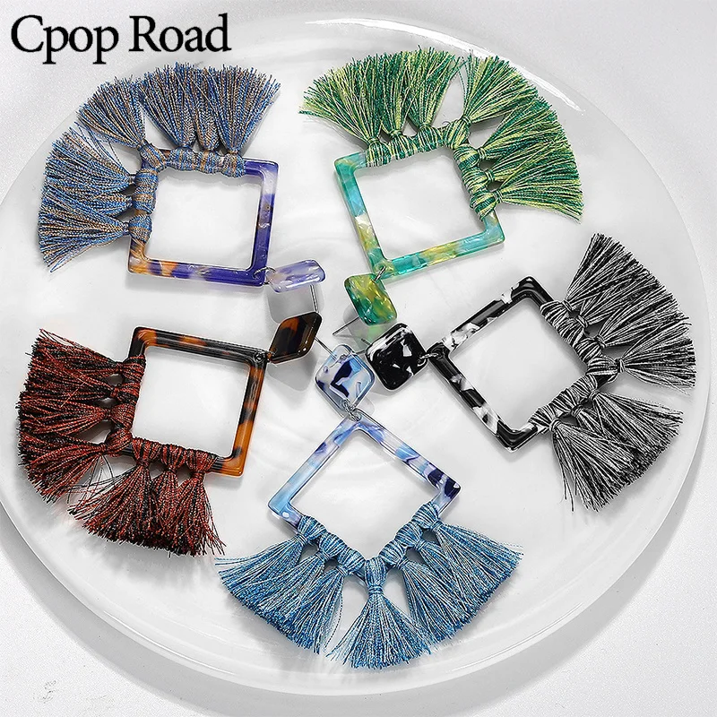 Cpop новые винтажные акриловые серьги ручной работы с бахромой в стиле бохо