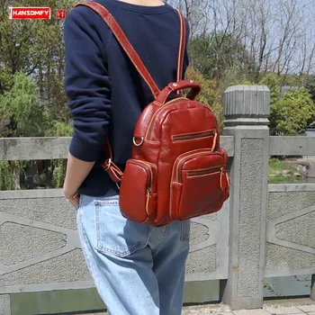 Women Backpack Ladies Shoulder Bag Female 2020 Multi-pocket Large-capacity Backpacks First Layer Leather Soft Genuine Leather
Women Backpack Ladies Shoulder Bag Female 2020 Multi-pocket Large-capacity Backpacks First Layer Leather Soft Genuine Leather