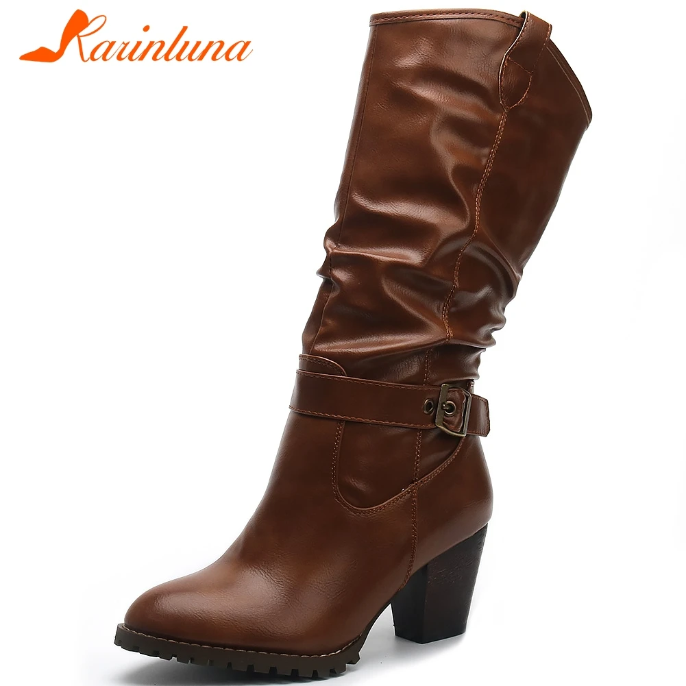 Karinluna Fashion Large Size 43 Wholesale Mid Calf Boots Woman Shoes Chunky Heels Slip On Black Brown Shoes Women Boots Female
Karinluna Fashion Large Size 43 Wholesale Mid Calf Boots Woman Shoes Chunky Heels Slip On Black Brown Shoes Women Boots Female
