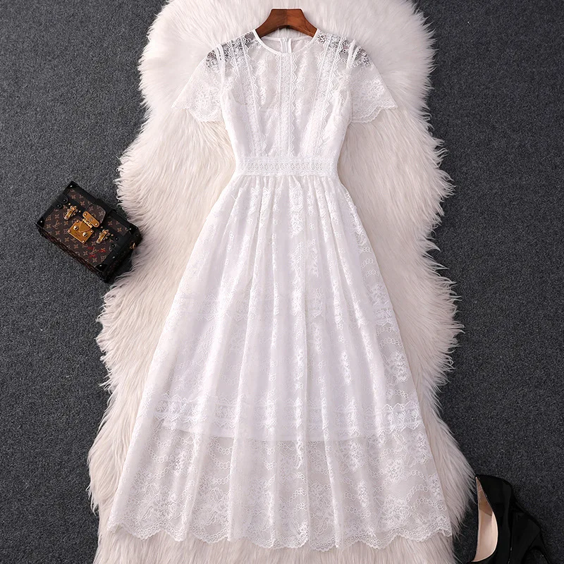 Spot 2021 Summer Lace Dress Short Sleeve High Waist Fashion Elegant A- Line Skirt Fairy Dress Skirts Womens
Spot 2021 Summer Lace Dress Short Sleeve High Waist Fashion Elegant A- Line Skirt Fairy Dress Skirts Womens