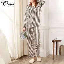 Celmia Casual Loose Lapel Long Sleeve Shirt Pajamas Sets Women Elastic Waist Pant Striped 2022 Spring Autumn Sleepwear Sets 2pcs
Celmia Casual Loose Lapel Long Sleeve Shirt Pajamas Sets Women Elastic Waist Pant Striped 2022 Spring Autumn Sleepwear Sets 2pcs