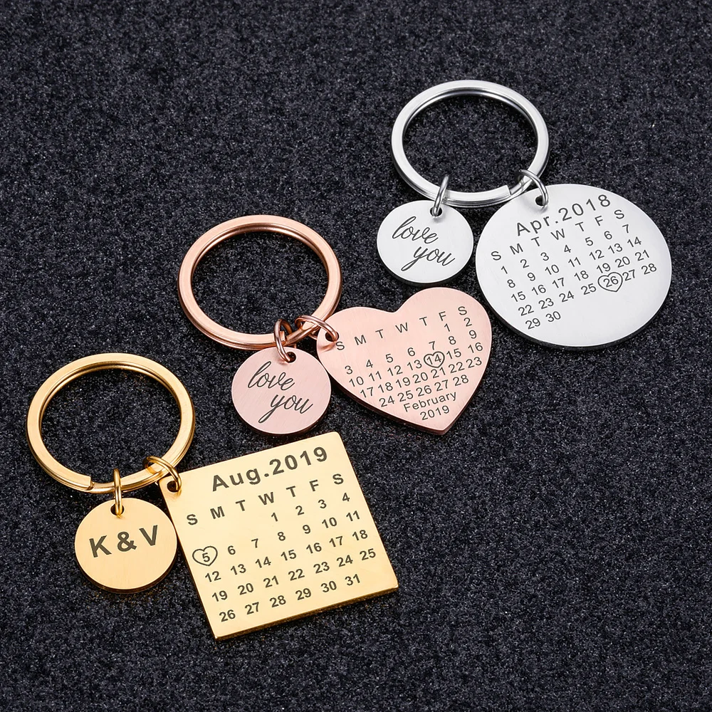 Personalized Custom Calendar KeyChain Stainless Steel Highlighted with Heart Date Engrave Date Wedding Anniversary Keyring Gift
Personalized Custom Calendar KeyChain Stainless Steel Highlighted with Heart Date Engrave Date Wedding Anniversary Keyring Gift