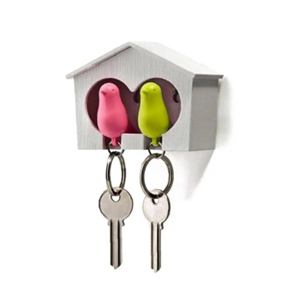 

Minimalist Charm Pendant Keyring Mini Gift Key Holder Hook Keyring Set Holder Green Bird Wood House Sparrow Bird Key Ring Style