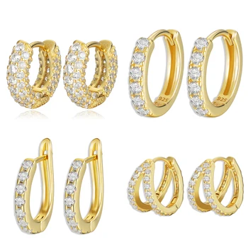 Classic 925 Sterling Silver Earrings for Women Round Circle Zircon Small Tiny Hoops Ear Bone Huggies Gold Color Ear Cuff Jewelry 
Classic 925 Sterling Silver Earrings for Women Round Circle Zircon Small Tiny Hoops Ear Bone Huggies Gold Color Ear Cuff Jewelry