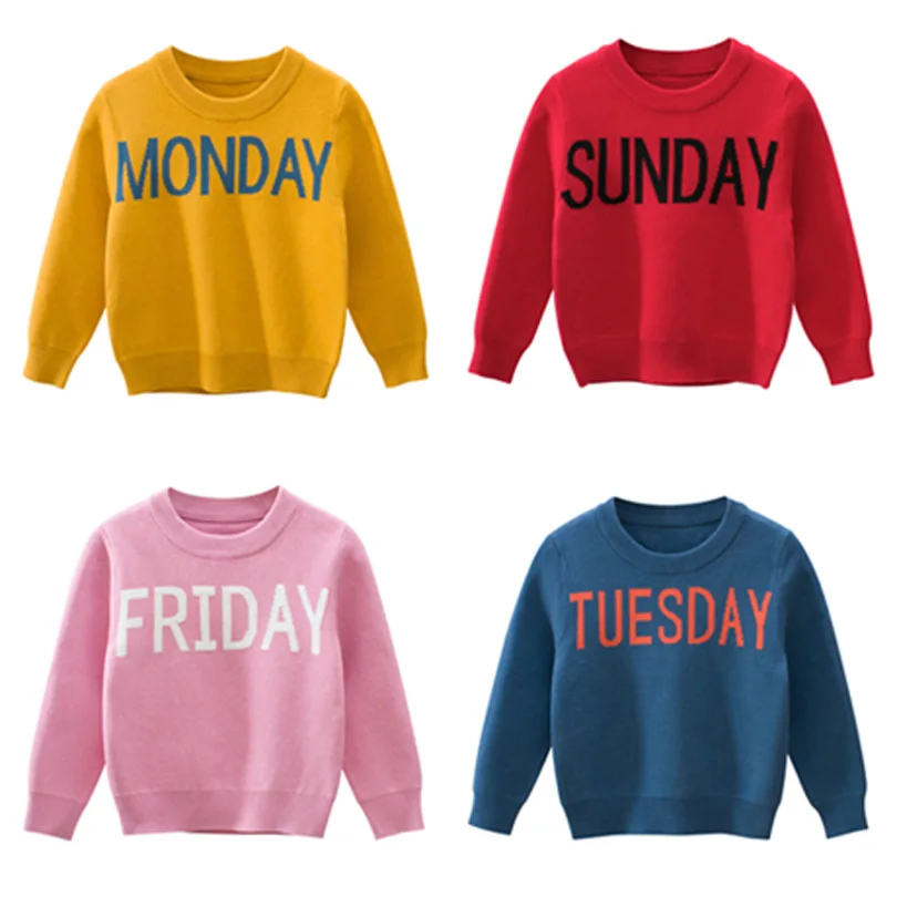 Autumn Warm Winter Kids Rainbow Week Children Sweater Monday Tuesday Wednesday Thursday Friday Saturday Sunday Sweater Baby 2-9Y
Autumn Warm Winter Kids Rainbow Week Children Sweater Monday Tuesday Wednesday Thursday Friday Saturday Sunday Sweater Baby 2-9Y