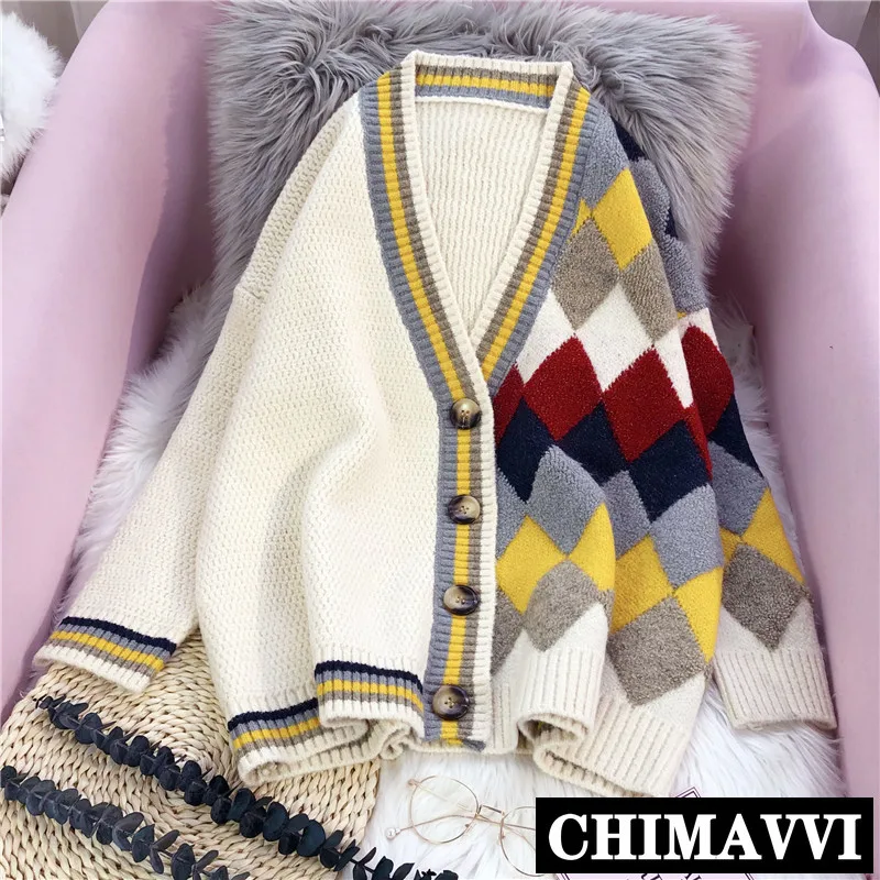 2019 New Lazy Wind Woman Red Sweater Autumn and Winter V-neck Thick Knitted Cardigan Coat Diamond Pattern Knitwear Jacket
2019 New Lazy Wind Woman Red Sweater Autumn and Winter V-neck Thick Knitted Cardigan Coat Diamond Pattern Knitwear Jacket