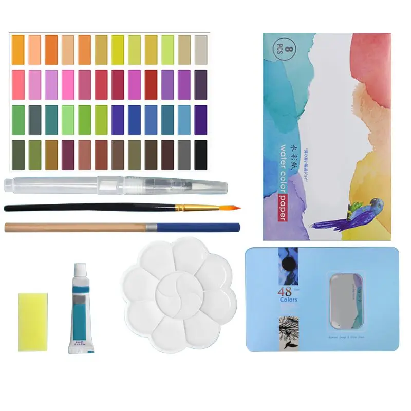 Solid Watercolor Paint Set 48 Colors Art With Water Brush Pen Watercolor Paint A9LC
Solid Watercolor Paint Set 48 Colors Art With Water Brush Pen Watercolor Paint A9LC
