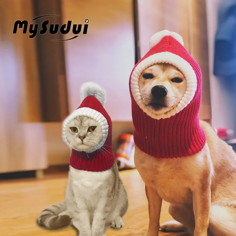Фото Зимняя кепка для собаки Рождественская теплая шапка маленьких - купить