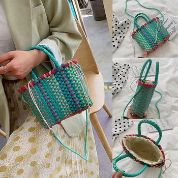 Women Weave Beach Bags Shopping Basket Striped Hand Knitted Handbag Totes Plaid bags for Women 2020 new сумочка borsetta
Women Weave Beach Bags Shopping Basket Striped Hand Knitted Handbag Totes Plaid bags for Women 2020 new сумочка borsetta