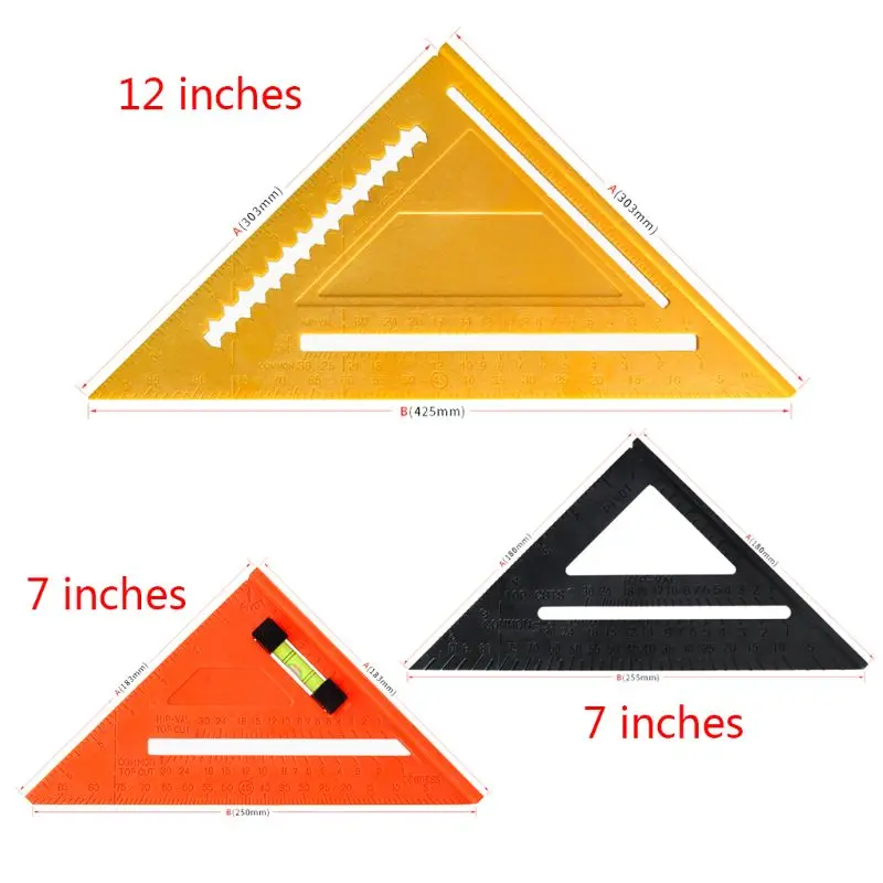 7/12 Inch Precision Triangle Ruler Angle Protractor Woodworking Measuring Multi-Function Carpenter Tool
7/12 Inch Precision Triangle Ruler Angle Protractor Woodworking Measuring Multi-Function Carpenter Tool