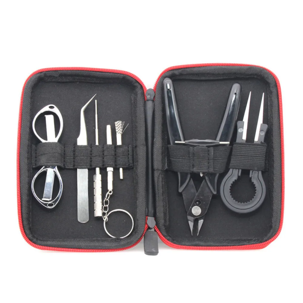 

Electronic 9 in 1 Cigarette DIY Tool Kit Coil jig Tweezers Pliers for RDA RDTA RTA E Cig Accessories Vape Bag Coiling Kit