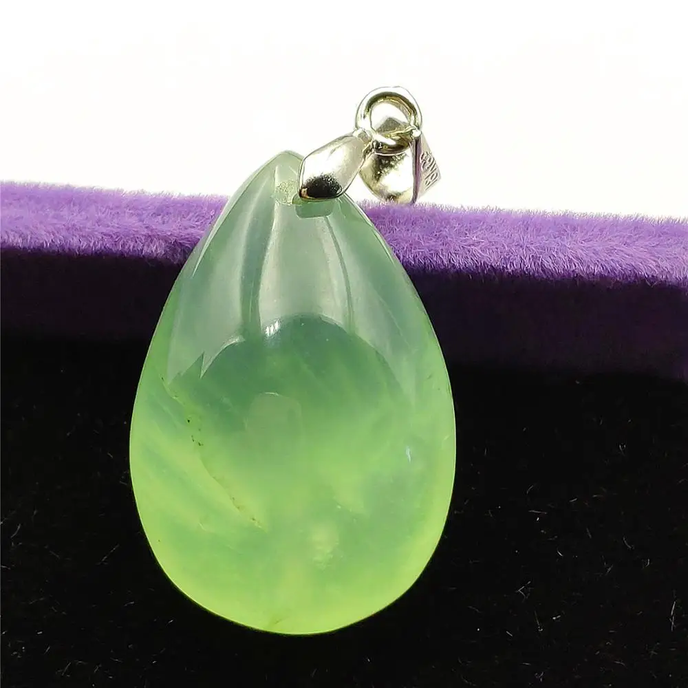 

Genuine Natural Green Prehnite Water Drop Women Pendant 27x17x9mm Gemstone Clear Bead Bead Love Gift Crystal Healing AAAAA