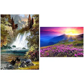 2 Set Diy Diamond Painting Rhinestones Diamond Kits - Nature Waterfall Pattern & Sunrise and Purple Flower Pattern
2 Set Diy Diamond Painting Rhinestones Diamond Kits - Nature Waterfall Pattern & Sunrise and Purple Flower Pattern
