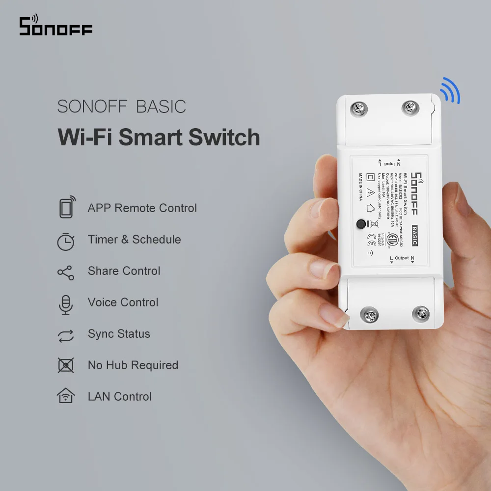 Itead SONOFF Basic R2 Мини DIY модуль Wifi светильник переключатель беспроводное приложение