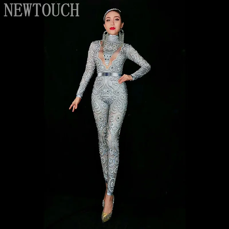 Shining Crystals Gray Jumpsuit Women's Evening Wear Celebrate Bodysuit Bright Rhinestones Costume Female Singer Birthday Outfit
Shining Crystals Gray Jumpsuit Women's Evening Wear Celebrate Bodysuit Bright Rhinestones Costume Female Singer Birthday Outfit