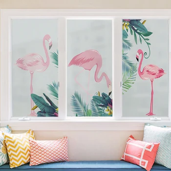 Flamingo personality creative decorative glass sticker sliding door sliding door film electrostatic glue-free shading anti-peep 
Flamingo personality creative decorative glass sticker sliding door sliding door film electrostatic glue-free shading anti-peep
