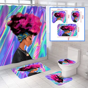 4pcs African Girl Print Waterproof Bathroom Shower Curtain Toilet Cover Mat Set Non-slip Bath Mat Toilet Pad Carpet
4pcs African Girl Print Waterproof Bathroom Shower Curtain Toilet Cover Mat Set Non-slip Bath Mat Toilet Pad Carpet