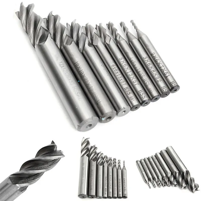 8Pcs/set 4 Blades Flute End Mill Cutter HSS Straight Shank CNC Milling Cutter Drill Bit Tools Diameter 2-12mm
8Pcs/set 4 Blades Flute End Mill Cutter HSS Straight Shank CNC Milling Cutter Drill Bit Tools Diameter 2-12mm