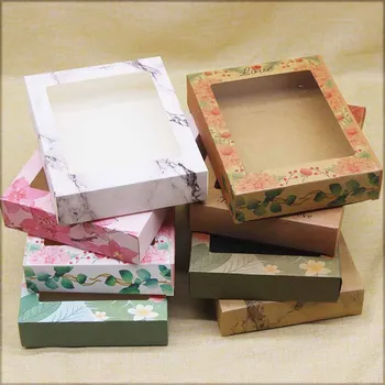 10pcs Large paper box with window DIY kraft marbling design Thank you flower style Gift box cake home party wedding Packaging
10pcs Large paper box with window DIY kraft marbling design Thank you flower style Gift box cake home party wedding Packaging