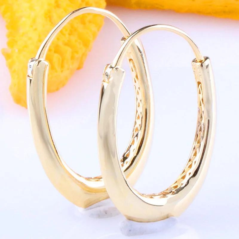 

2019 NEW 100% 925 Sterling Silver Chunky Hoop Earrings for women Shine Gold Drop Earring Ear Studs Fine Jewelry Gift wholesale