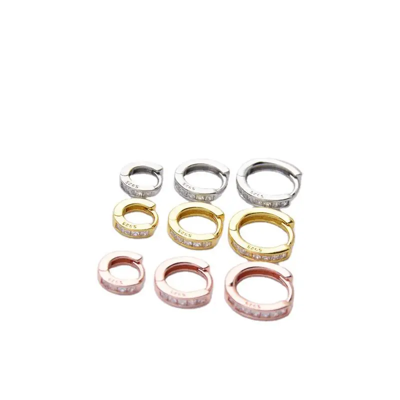 Серьги из стерлингового серебра 925 пробы модное круглое ушное кольцо с цирконом