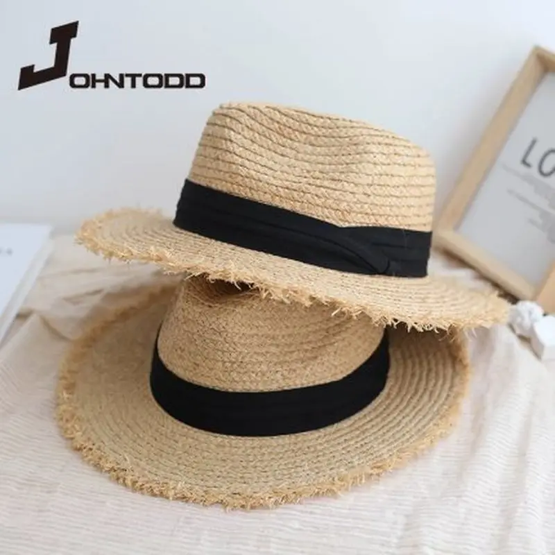 

Brand New Fashion Summer Wide Brim Raffia Straw Hats Floppy Sun Hat for Women Big Brim Panama Lady Beach Hats Cap Chapeau Femme