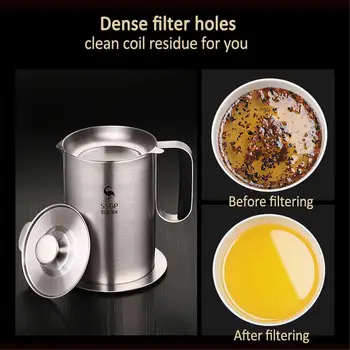Oil Strainer Pot Grease Can Stainless Steel Container Fine Mesh Strainer Leak proof Grease Pot for Storing Oil Cooking Grease
Oil Strainer Pot Grease Can Stainless Steel Container Fine Mesh Strainer Leak proof Grease Pot for Storing Oil Cooking Grease