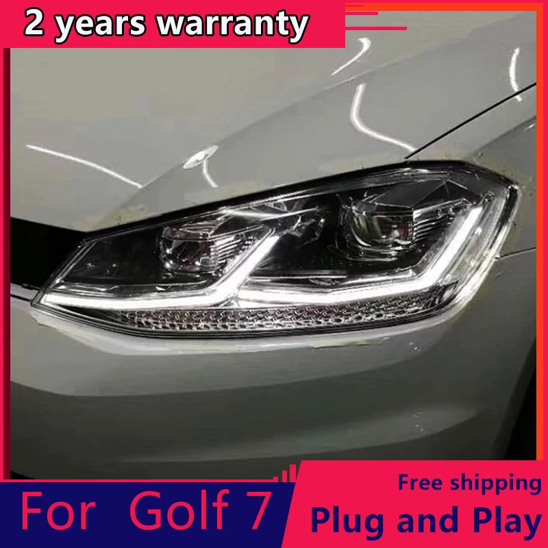 

KOWELL Car Styling For VW Golf7 Headlights Golf 7 MK7 LED Headlight DRL Lens Double Beam H7 HID Xenon bi xenon lens