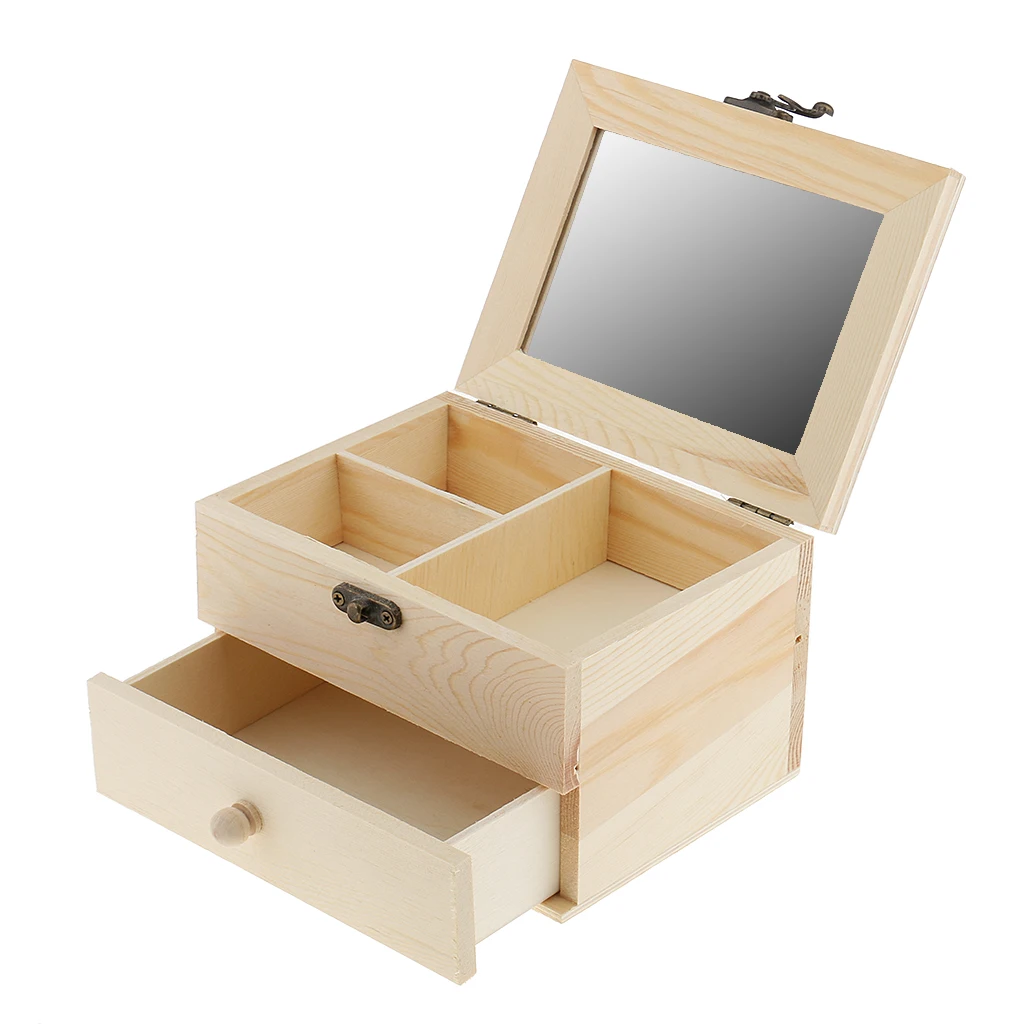 Wooden Jewelry Box Organizer 2 Layers Jewelry Case for Earring Ring Necklace Bracelet - PU Leather Storage Box with Lock Wooden Jewelry Box Organizer 2 Layers Jewelry Case for Earring Ring Necklace Bracelet - PU Leather Storage Box with Lock