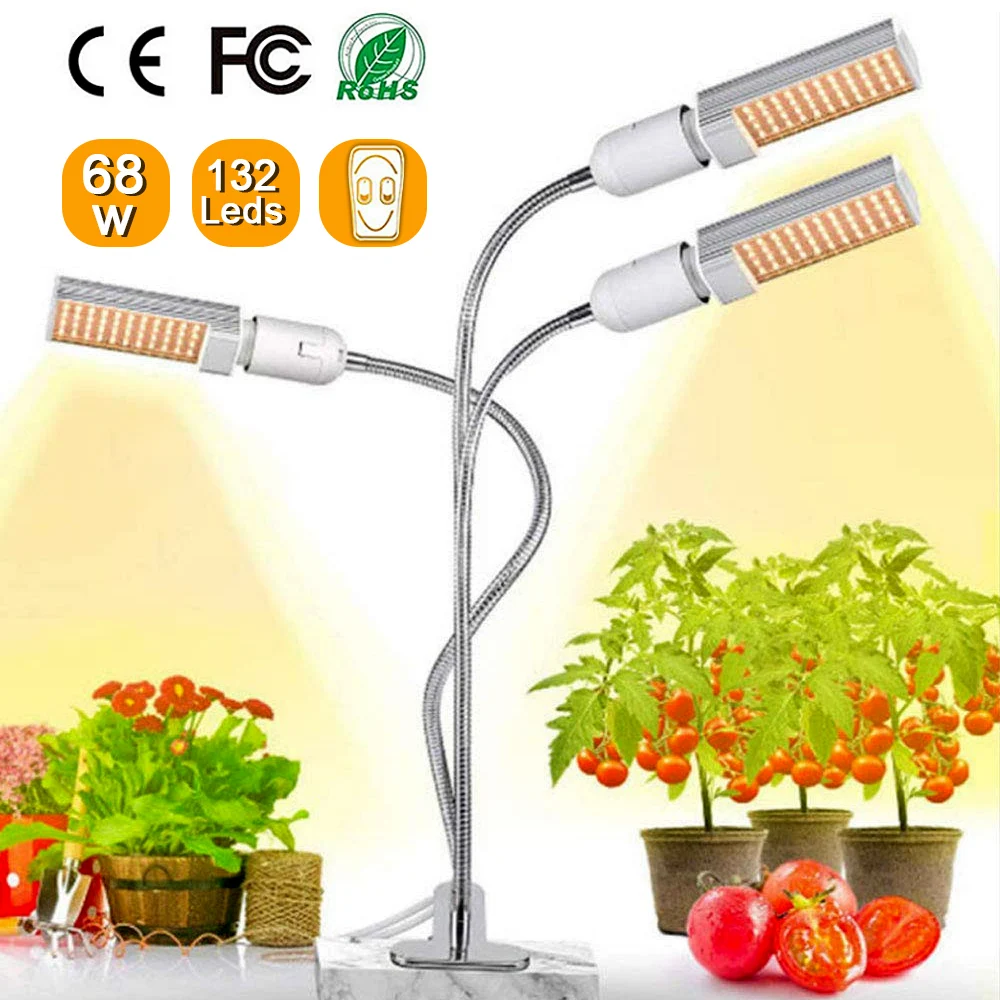 68W Timing LED Grow Light 5 Dimmable Levels Full Spectrum Growing Lamp with Triple Head 132 Leds Gooseneck for Indoor Plants
68W Timing LED Grow Light 5 Dimmable Levels Full Spectrum Growing Lamp with Triple Head 132 Leds Gooseneck for Indoor Plants