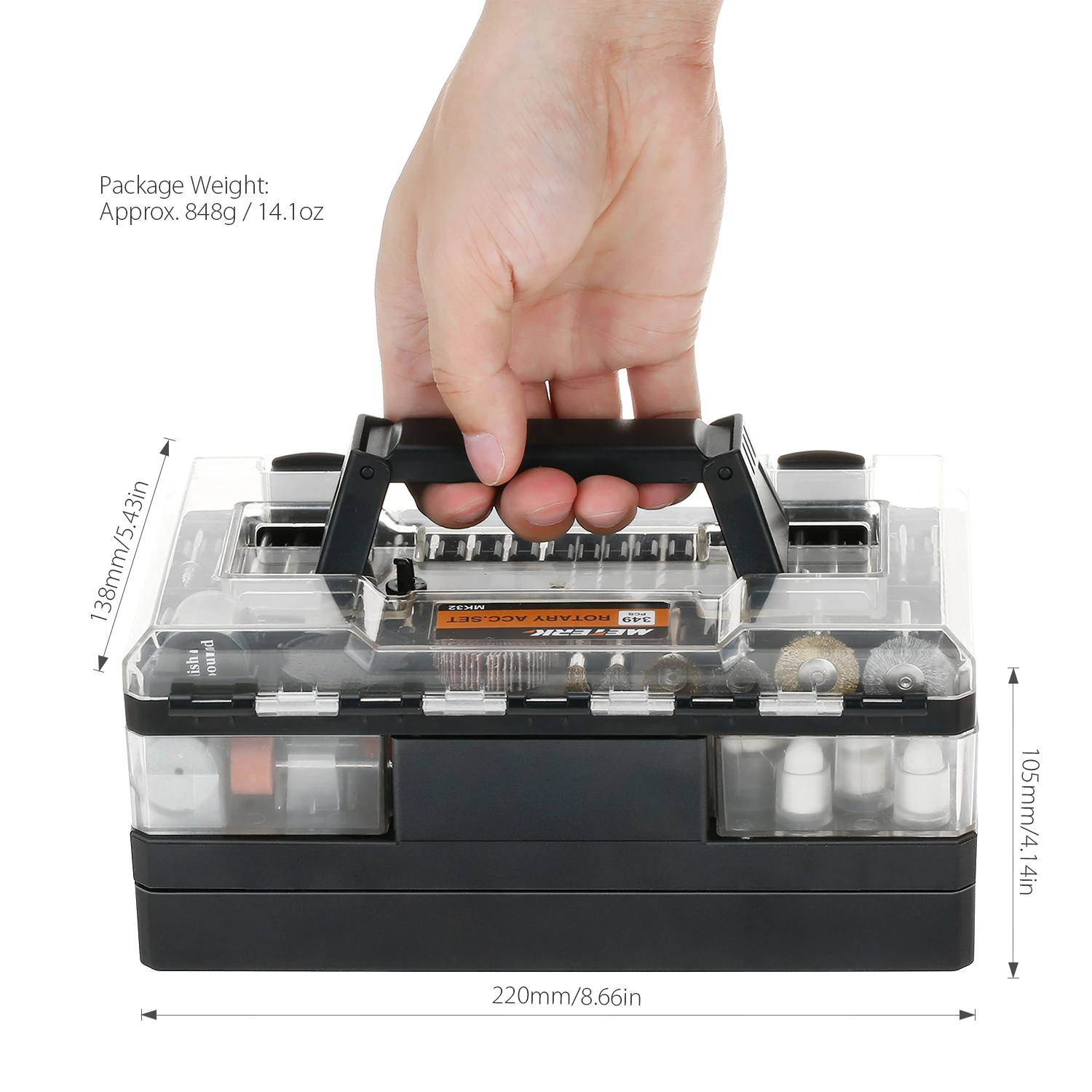 Hot New Meterk 349pcs Rotary Tool Accessories for Dremel Bit Set Engraver Abrasive Tools Accessories Sanding Engraving Polishing
