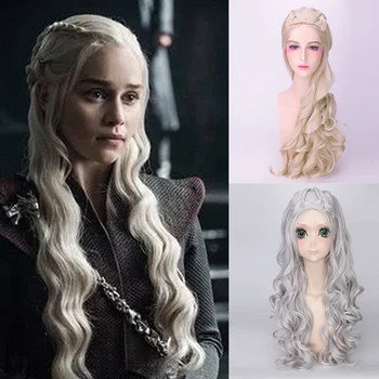 Game of Thrones Season 7 Daenerys Targaryen Wig Synthetic Cosplay Wig Matte Woven Silver Long Curly Wig For Women and Girls
Game of Thrones Season 7 Daenerys Targaryen Wig Synthetic Cosplay Wig Matte Woven Silver Long Curly Wig For Women and Girls