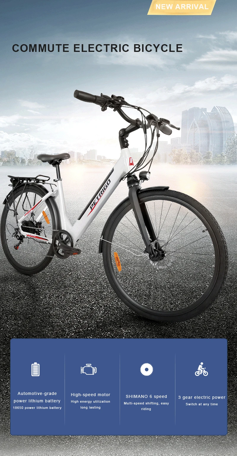 700c Electric Bike Li-ion Powered Sports Bike Urban ebike Women's swan frame bicycle commuter travel electric bicycle