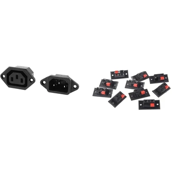 10Pcs Push in Type Right Speaker Terminal 2 Positions & 1Pcs Iec C14 C1 3-Pin Chassis Panel Mount Plug Connector
10Pcs Push in Type Right Speaker Terminal 2 Positions & 1Pcs Iec C14 C1 3-Pin Chassis Panel Mount Plug Connector