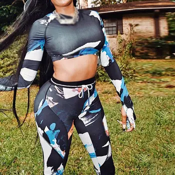 Pinted Women Skinny Tracksuit 2 Piece Outfits Long Sleeve Short Tops Sporty Leggings Set Female 2020 Autumn Fitness Lady Clothes
Pinted Women Skinny Tracksuit 2 Piece Outfits Long Sleeve Short Tops Sporty Leggings Set Female 2020 Autumn Fitness Lady Clothes