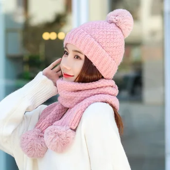 Women Thicken Winter Warm Set hat and Ring Scarf Set Two-Piece Female Kitted Wool Hats Ring Scarves Unisex Beanie hat bonnet
Women Thicken Winter Warm Set hat and Ring Scarf Set Two-Piece Female Kitted Wool Hats Ring Scarves Unisex Beanie hat bonnet