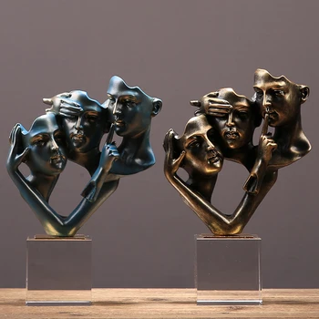 Modern Do Not Speak Listen See Abstract Character Face Mask Statue Home Crafts Room Decor Objects Office Glass Base Sculpture
Modern Do Not Speak Listen See Abstract Character Face Mask Statue Home Crafts Room Decor Objects Office Glass Base Sculpture