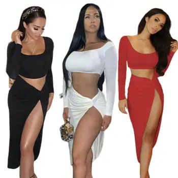 2Pcs Women Sexy Jumpsuit Long Sleeve Crop Tops Gypsy Hippie Skirts Clubwear Solid Color 2020 HOT
2Pcs Women Sexy Jumpsuit Long Sleeve Crop Tops Gypsy Hippie Skirts Clubwear Solid Color 2020 HOT