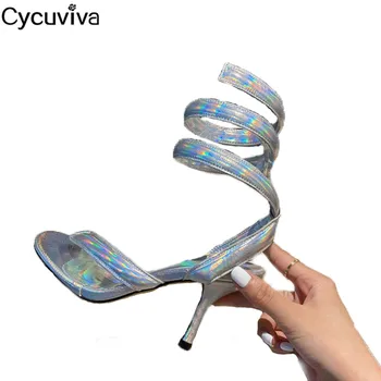 Laser Silver Snake Ankle Strap Gladiator Sandals Flip Flops Mules Thin Heels Summer Brand Shoes Woman Runway Party Ladies Shoes
Laser Silver Snake Ankle Strap Gladiator Sandals Flip Flops Mules Thin Heels Summer Brand Shoes Woman Runway Party Ladies Shoes