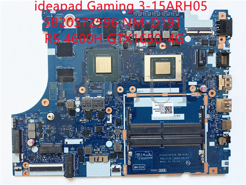 Материнская плата для ноутбука NM-D191 5B20S725 lenovo ideapad Gaming 3-15ARH05 с процессором R5 4600H gtx1650