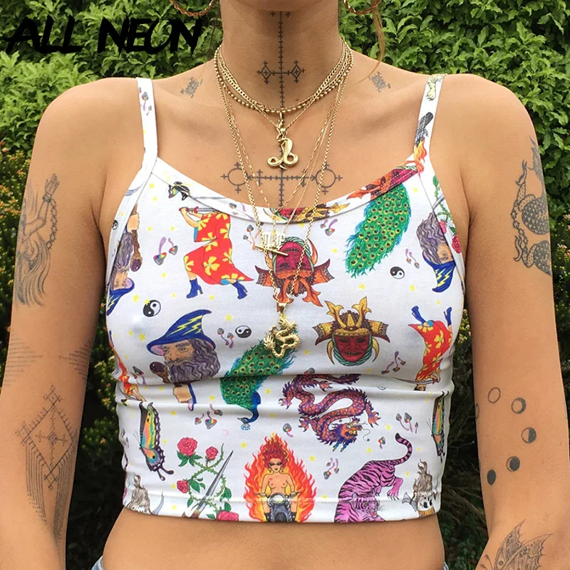 ALLNeon Y2K Spaghetti Strap Aesthetics Camis for Women Printing Sleeveless Sexy Crop Tops Vintage Graffiti Tank Top Summer New
ALLNeon Y2K Spaghetti Strap Aesthetics Camis for Women Printing Sleeveless Sexy Crop Tops Vintage Graffiti Tank Top Summer New