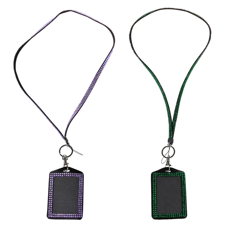 HOT-2 Pcs Rhinestone Bling Crystal Custom Lanyard Vertical ID Badge Holder - Dark Green & Light Purple
HOT-2 Pcs Rhinestone Bling Crystal Custom Lanyard Vertical ID Badge Holder - Dark Green & Light Purple