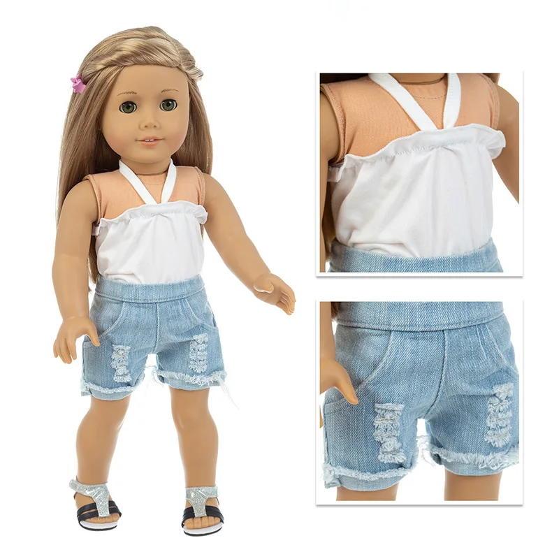 2020 New Baby New Born Fit 18 inch Doll Clothes Accessories White Black Suspender Jeans j For Baby Birthday Gift 
2020 New Baby New Born Fit 18 inch Doll Clothes Accessories White Black Suspender Jeans j For Baby Birthday Gift