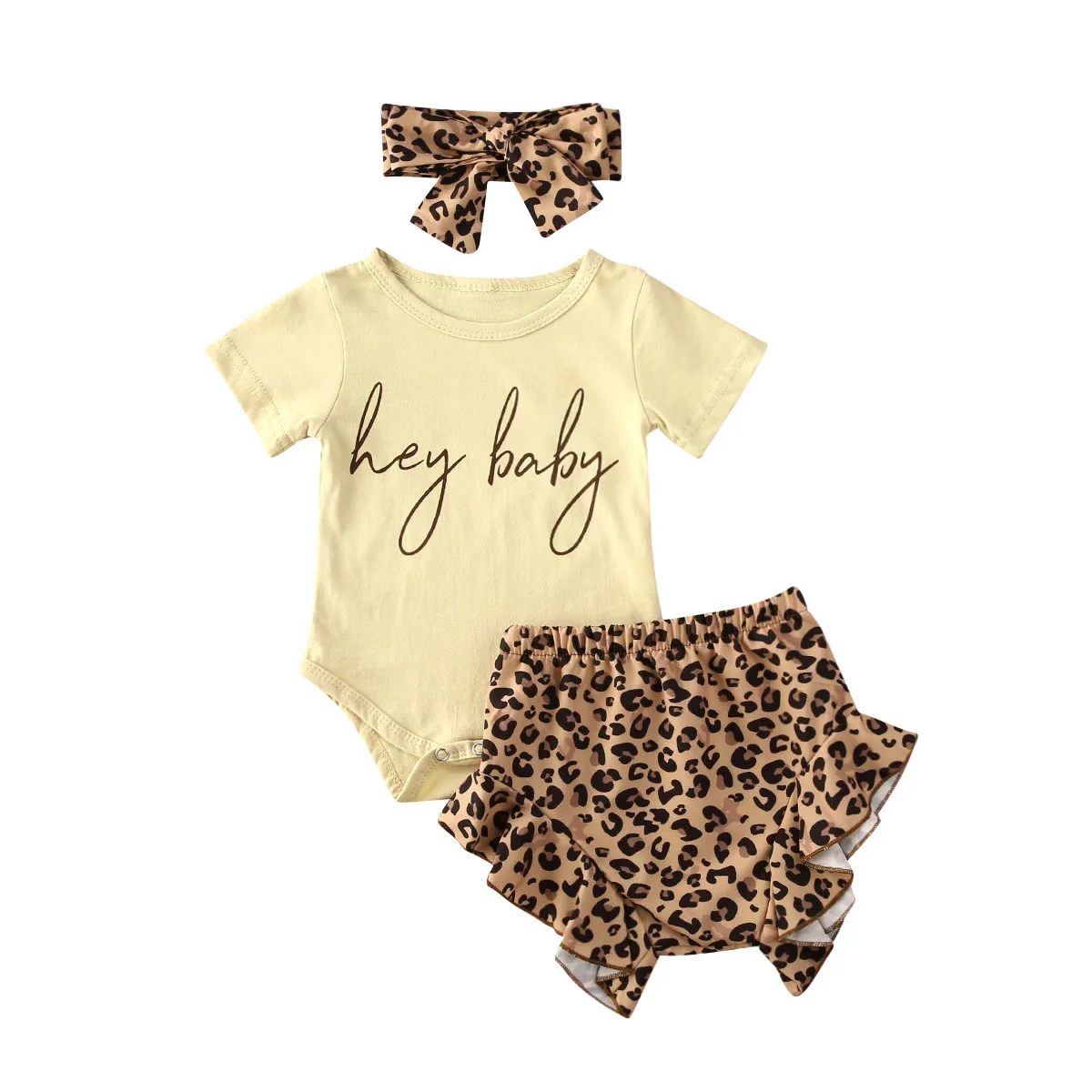 3Pcs Newborn Infant Baby Girls Clothes Short Sleeve Print Leopard Shorts Lotus Leaf Bow Headband Summer Outfit
3Pcs Newborn Infant Baby Girls Clothes Short Sleeve Print Leopard Shorts Lotus Leaf Bow Headband Summer Outfit