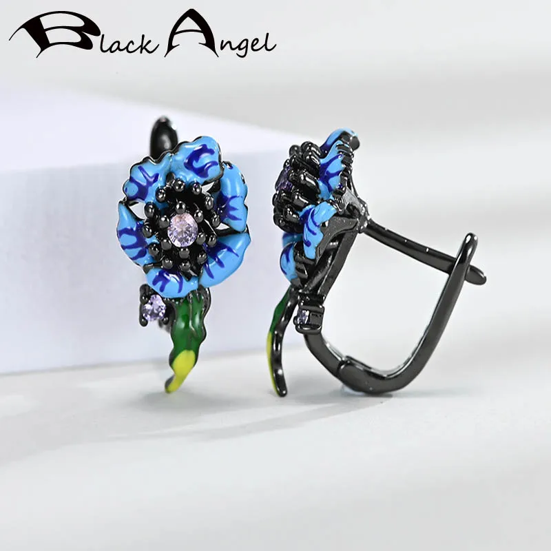 BLACK ANGEL Blue Enamel Cornflower Flower Clip Earrings 925 Silver Gemstone Earrings For Women Fashion Jewelry Wholesale
BLACK ANGEL Blue Enamel Cornflower Flower Clip Earrings 925 Silver Gemstone Earrings For Women Fashion Jewelry Wholesale