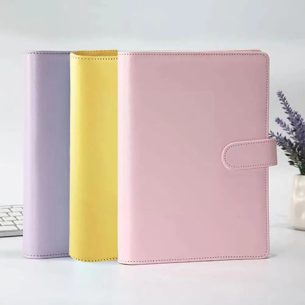 Фото Macaron Color A5 A6 6 Ring Binder PU Clip-on Notebook Cover Journal Kawaii Loose Stationery Leaf Leather Notebooks C0L6 | Канцтовары для