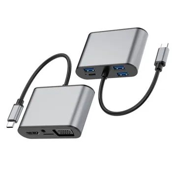 

1pcs USB C Hub USB-C To HDMI VGA Adapter Thunderbolt 3 Type-C PD TF 3.5MM Reader Slot USB3.0 HUB For MacBookPro Huawei P20 Pro